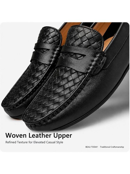 Men\'s Black Penny Loafers Slip-On Leather Business Casual Lightweight main image 6